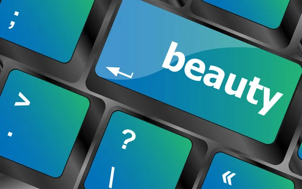 Красота Слово Клавиатуре Ноутбук Кнопку Компьютера — стоковое фото