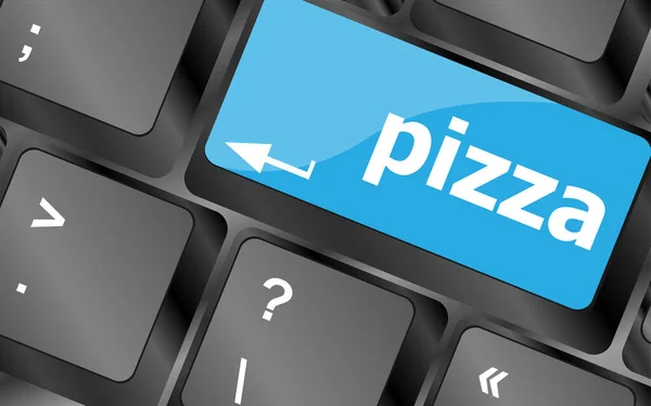 Computer Keyboard Blue Pizza Word Enter Key — Stock Photo, Image