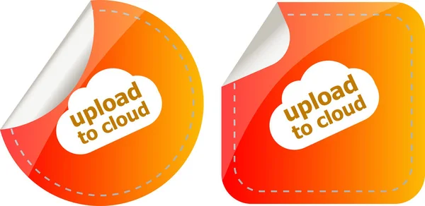 Klistermærker Etiket Sæt Business Tag Med Upload Til Cloud Ord - Stock-foto