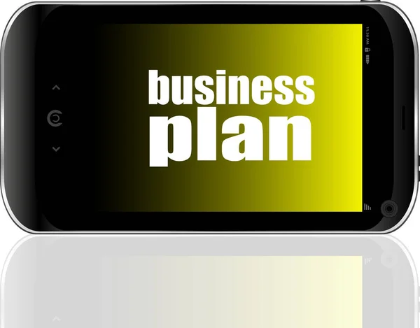 Business Concept Smartphone Con Testo Business Plan Mostra — Foto Stock