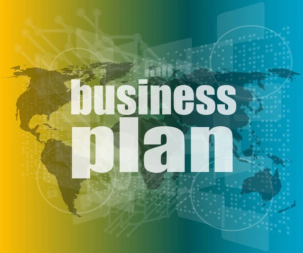 Concept Gestion Mots Business Plan Sur Écran Numérique — Photo