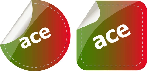Zestaw Naklejek Ace Przycisk Ikony Izolowany Białym — Zdjęcie stockowe