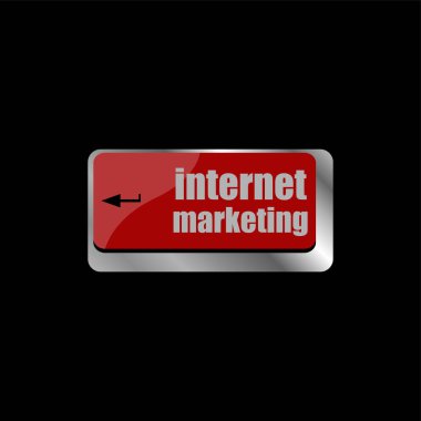 çevrimiçi pazarlama veya internet pazarlama kavramları, klavye tuşunun giriş tuşunda iletisi olan