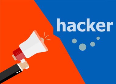 Hacker. El ele megafon tutarak. düz biçim