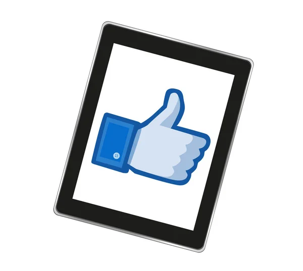 像大拇指向上的标志 脸书竖起大拇指标志 Facebook是一项著名的社交网络服务 — 图库照片