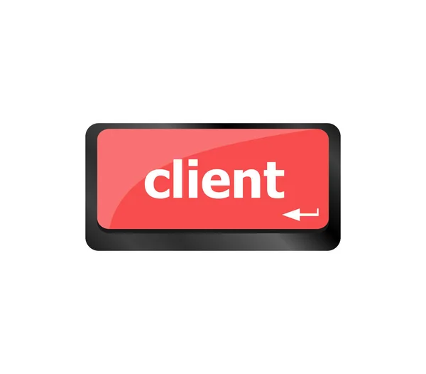 客户服务概念 带有Word客户端的现代计算机键盘上的按钮 — 图库照片