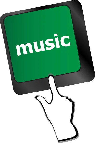Tastiera Computer Con Chiave Musicale Sfondo Tecnologico — Foto Stock