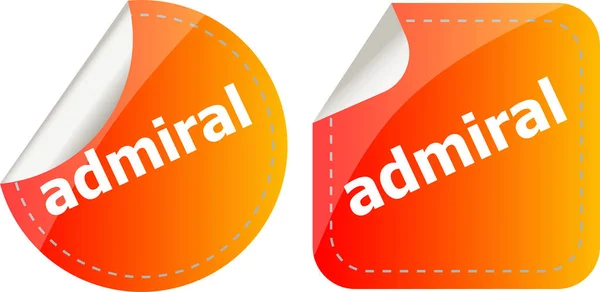 Admiraal Woord Stickers Set Pictogram Knop Business Concept — Stockfoto