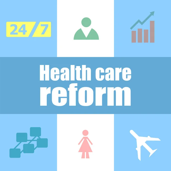 Reforma Zdravotnictví Slova Zdravotní Koncept Šablona Rozhraní Infographic Dashboard — Stock fotografie
