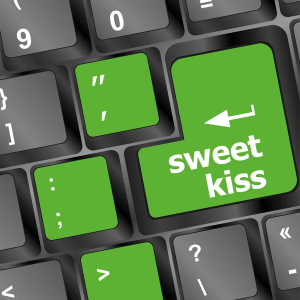 Édes Csók Szavak Bemutató Romantika Szerelem Billentyűzeten — Stock Fotó
