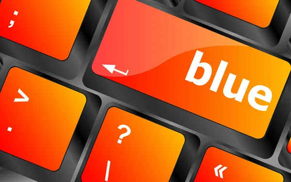 电脑键盘按键上的蓝色按钮 — 图库照片