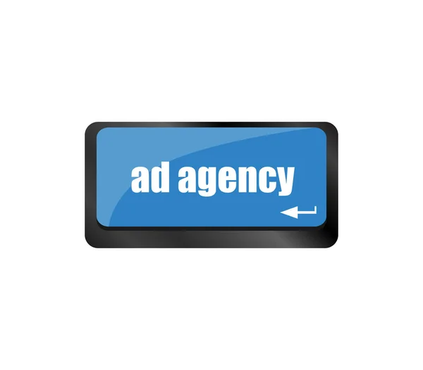 Advertising Concept Computer Keyboard Word Agency — Stock Photo, Image