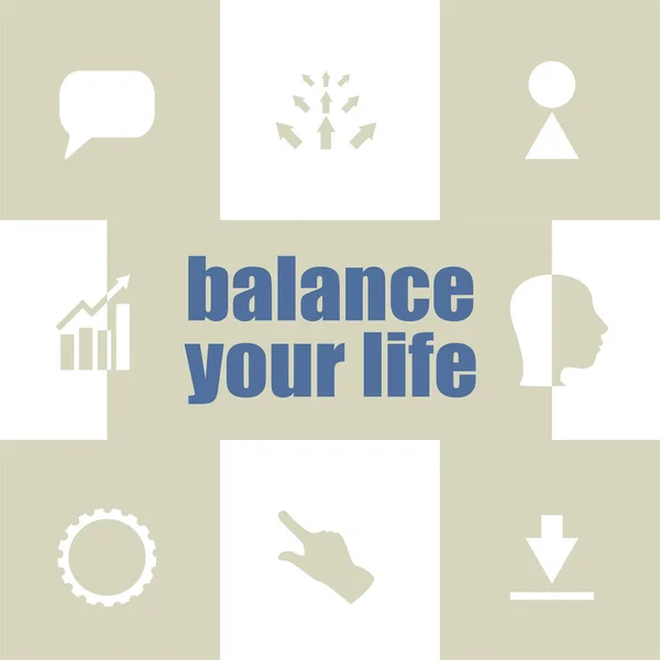 Conceito Estilo Vida Texto Equilibrar Sua Vida Elementos Infográficos Conjunto — Fotografia de Stock