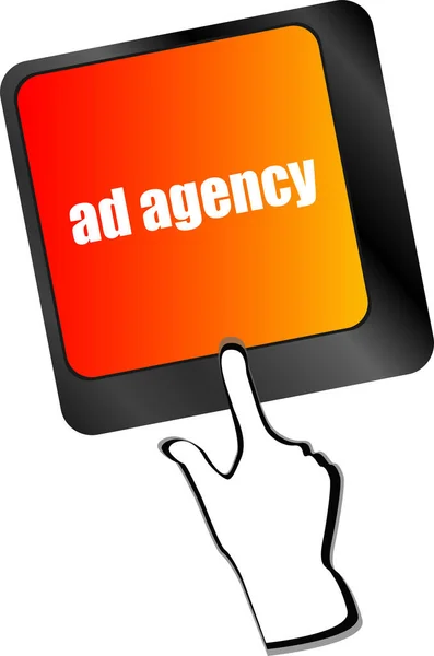 Koncepcja Reklamy Klawiatura Komputerowa Słowem Agencja Reklamowa — Zdjęcie stockowe