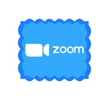 Zoom logosu video konferans uygulaması. Mavi kamera simgesi. Uygulama logosunu yakınlaştır. Canlı yayın uygulaması. Kharkiv, Ukrayna - Haziran, 2020