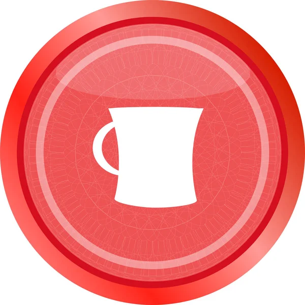 咖啡杯按钮图标 在白色背景上孤立的时髦扁平风格标志 — 图库照片