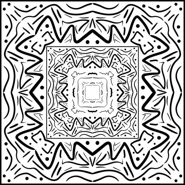 Mandala Decorativo Indio Textura Blanco Negro Patrón Abstracto Para Tatuaje — Vector de stock