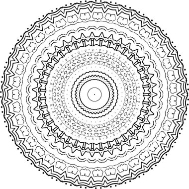 Mandala tebrik kartı, dava baskısı vesaire için. Soyut kalıplar. Siyah beyaz Diwali deseni. Vektör illüstrasyonu