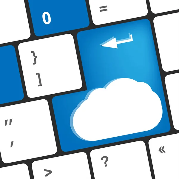 雲と空白の空の入力ボタンを持つキーボード — ストック写真
