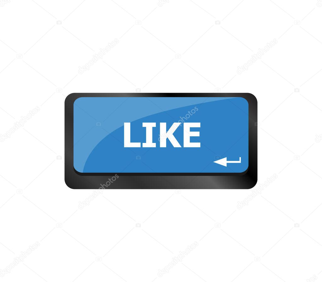 A like message on enter keyboard key for social media concepts