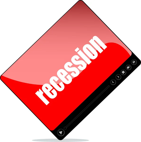 Video Player Web Recession Words — Stock Photo, Image