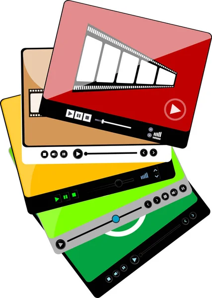 Lettore Video Moderno Stile Piatto Modello Interfaccia Lettore Video Impostato — Foto Stock