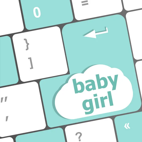 Toetsenbord Van Computer Invoeren Toets Baby Meisje — Stockfoto