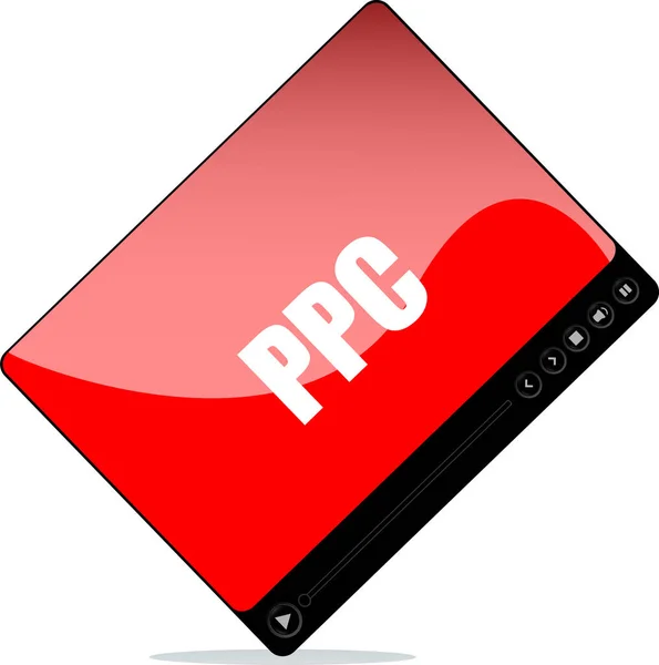 Video Player Web Ppc Word Pay Click — Stock Photo, Image