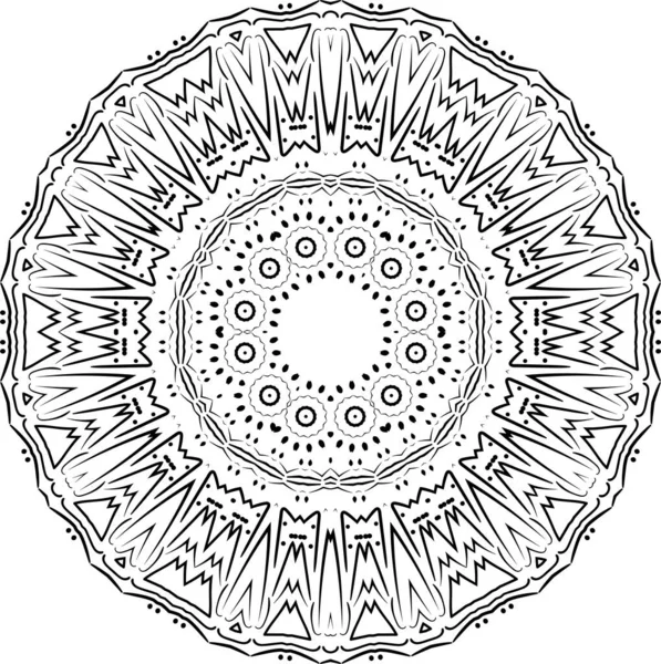 Mandala Illustrazione Vettoriale Ispirata Allo Zentangle Bianco Nero Struttura Astratta — Vettoriale Stock