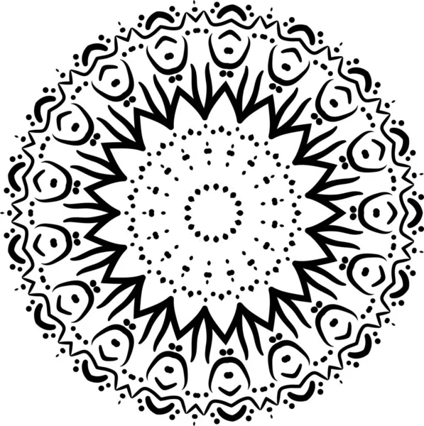 Mandala Ilustración Vectorial Inspirada Zentangle Blanco Negro Textura Diwali Abstracta — Archivo Imágenes Vectoriales