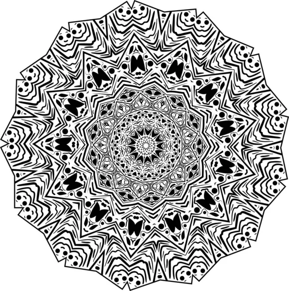 Mandala Illustrazione Vettoriale Ispirata Allo Zentangle Bianco Nero Struttura Astratta — Vettoriale Stock