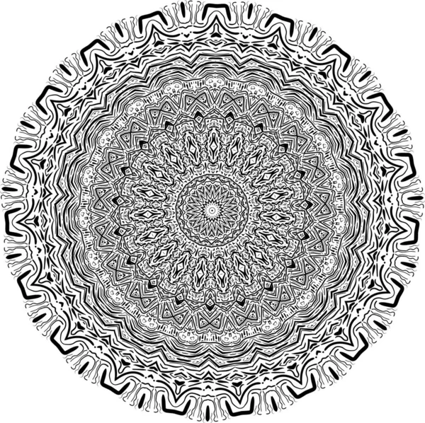 Mandala Ilustración Vectorial Inspirada Zentangle Blanco Negro Textura Diwali Abstracta — Vector de stock