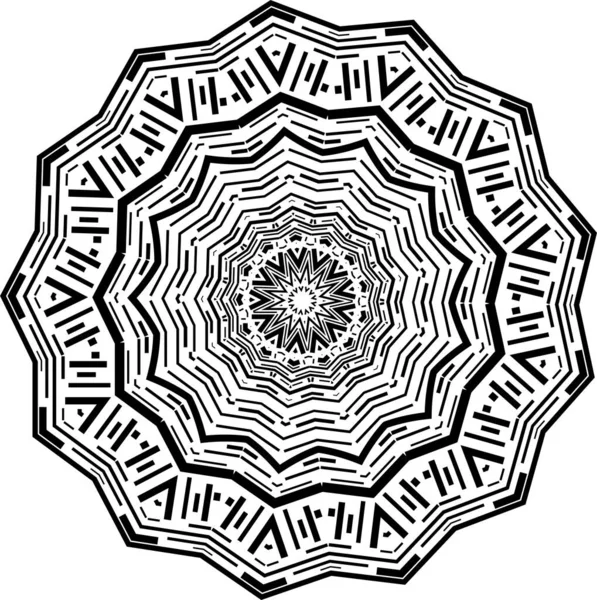 Mandala Ilustración Vectorial Inspirada Zentangle Blanco Negro Textura Diwali Abstracta — Vector de stock