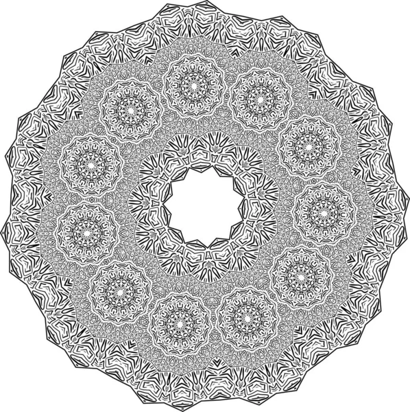 Mandala Zentangle Inspired Vector Illustration Black White Abstract Diwali Texture — Stock Vector