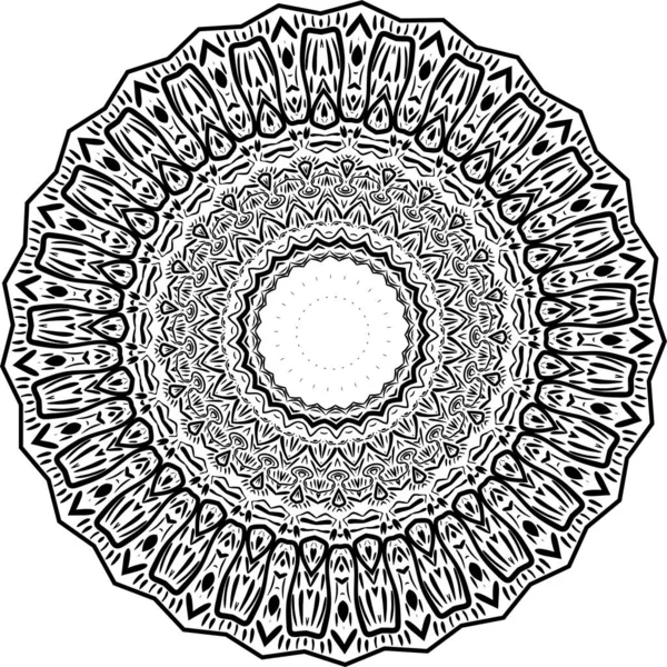 Mandala Zentangle Inspirowane Wektor Ilustracji Czarno Białe Streszczenie Tekstury Diwali — Wektor stockowy