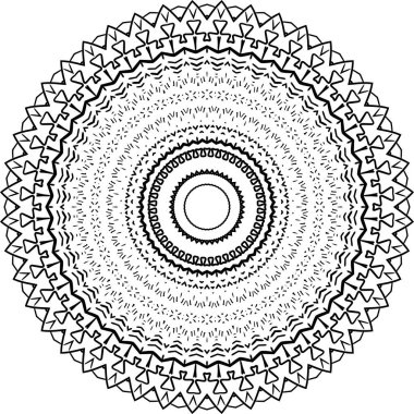 Mandala Çemberi deseni Beyaz 'da izole edildi. Soyut model. Retro siyah ve beyaz dokusu