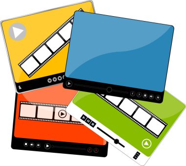 Düz stil bir video oynatıcı. İnternet için video oynatıcı. Video ve ses oynatıcı beyaz ayarlandı. Media Player Tasarımı. Medya Oynatıcı arayüzü. Skin ortam oynatıcı.