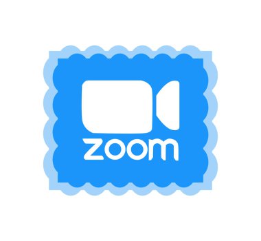 Zoom logosu video konferans uygulaması. Mavi kamera simgesi. Uygulama logosunu yakınlaştır. Canlı yayın uygulaması. Kharkiv, Ukrayna - Haziran, 2020