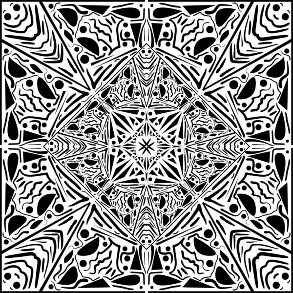 Mandala Ilustración Vectorial Inspirada Zentangle Blanco Negro Textura Diwali Abstracta — Vector de stock