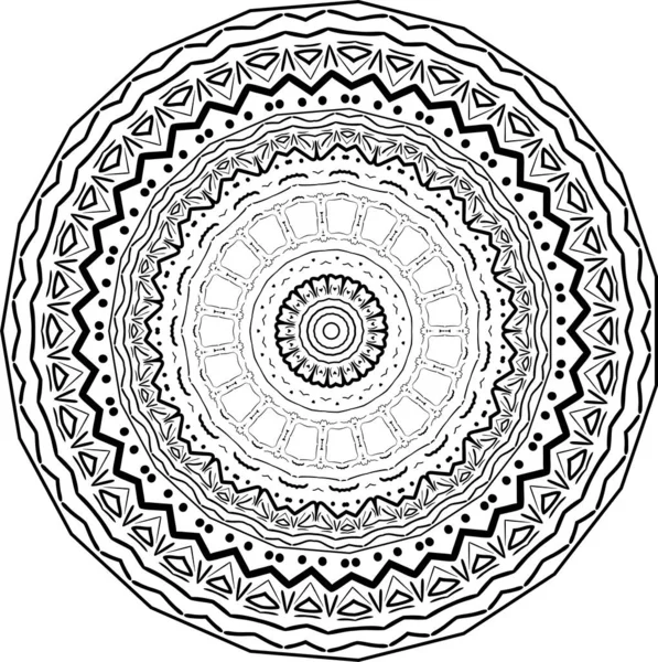Mandala Decorativo Indio Textura Blanco Negro Patrón Abstracto Para Tatuaje — Vector de stock