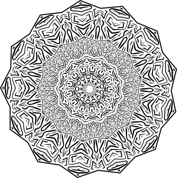 Mandala Vektorová Ilustrace Inspirovaná Zentanglem Černobílá Abstraktní Diwali Textura — Stockový vektor
