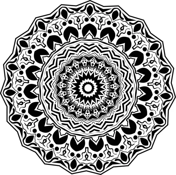 Mandala Ilustración Vectorial Inspirada Zentangle Blanco Negro Textura Diwali Abstracta — Archivo Imágenes Vectoriales