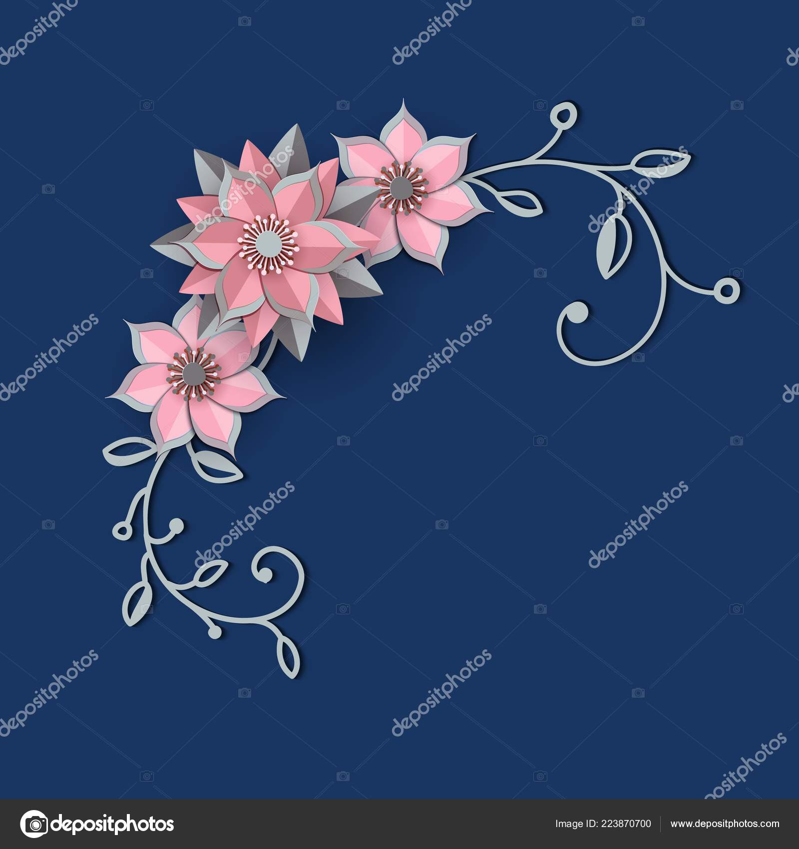 Paper Cut Design With Flower Composition Beautiful Angle