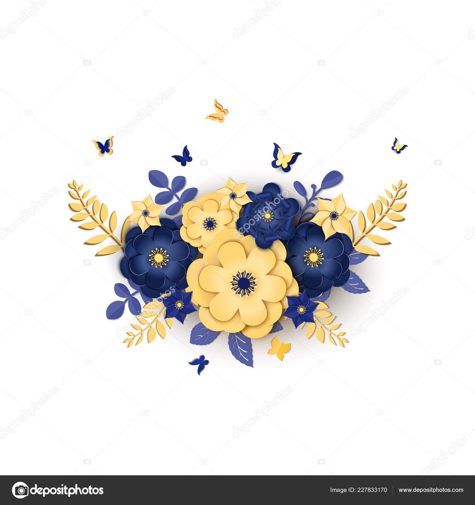 Paper Cut Design With Flower Composition Beautiful Background