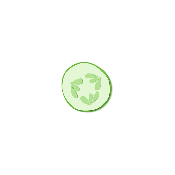 종이 녹색 오이의 조각 잘라. 벡터 종이 공예 디자인 둥근 슬라이스 오이 야채 잎의 형태로. 벡터 일러스트입니다. 종이 아플 리 케 아트 스타일 야채 종이 접기 개념 — 스톡 벡터