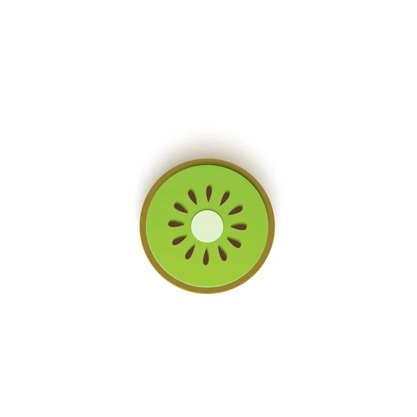 Das Papier wird mit geschnittenen Kiwi-Zitrusfrüchten geschnitten, ein ausgezeichnetes Design für jeden Zweck. Sommer, süße grüne Kiwifrüchte saftig essen. Vektorkarte 3D-Abbildung. tropische Papercraft Schichten Früchte. — Stockvektor