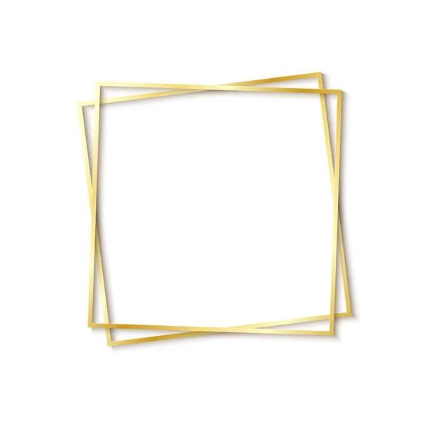 Papiergeschnittener Goldrahmen mit realistischem Schatten. zwei goldene schräge quadratische Rahmen liegen aufeinander. Vektorkartenillustration mit Platz für den Verkauf von Werbetexten. 3D-Banner auf weißem Hintergrund — Stockvektor