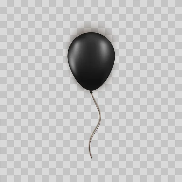Realistisk svart ballong isolerad på transparent bakgrund. Vektorelement för födelsedag eller svart fredag försäljning gratulationskort Concept. — Stock vektor