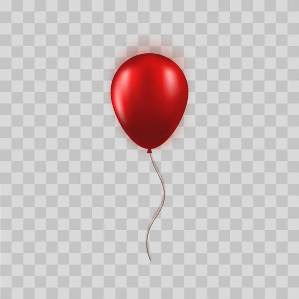 Gerçekçi kırmızı balon şeffaf arka plan üzerinde izole. Doğum Günü veya Black Friday Sale tebrik kartı konsepti için vektör öğesi. — Stok Vektör