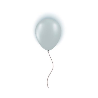 Gerçekçi gümüş gri balon beyaz arka plan üzerinde izole. Doğum günü partisi, büyük açılış veya Big Sale tebrik kartı konsepti için tasarım öğesi. Vektör çizimi
